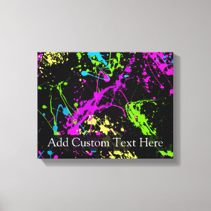 Personalised Black/Neon Splatter Canvas Print