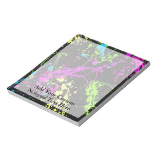 Personalised Black/Neon Splatter Notepad