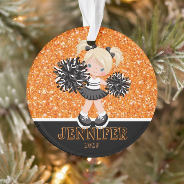 Personalised Black & Orange Cheerleading Ornament  (Tree)