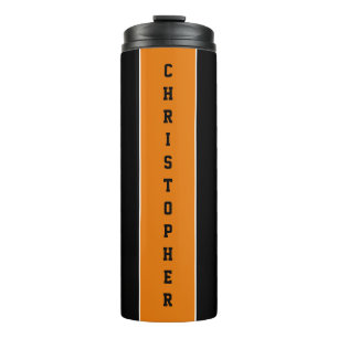 Personalised Black Orange Stripe Thermal Tumbler