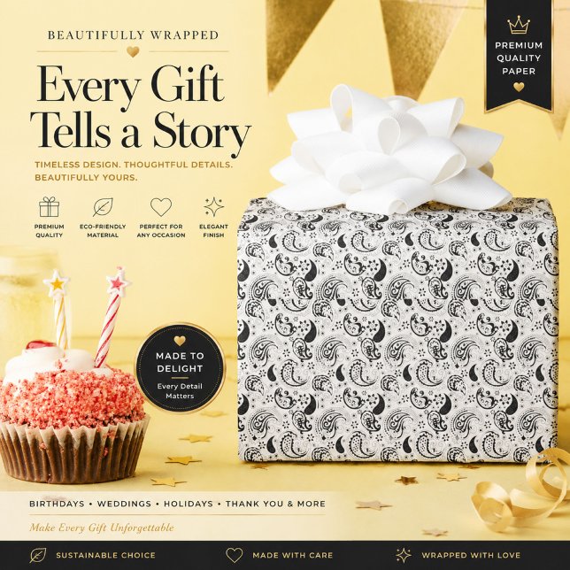 Personalised Black Paisley Wrapping Paper (Creator Uploaded)