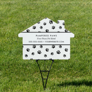 Personalised Black Paw Prints Pet Hotel Garden Sign