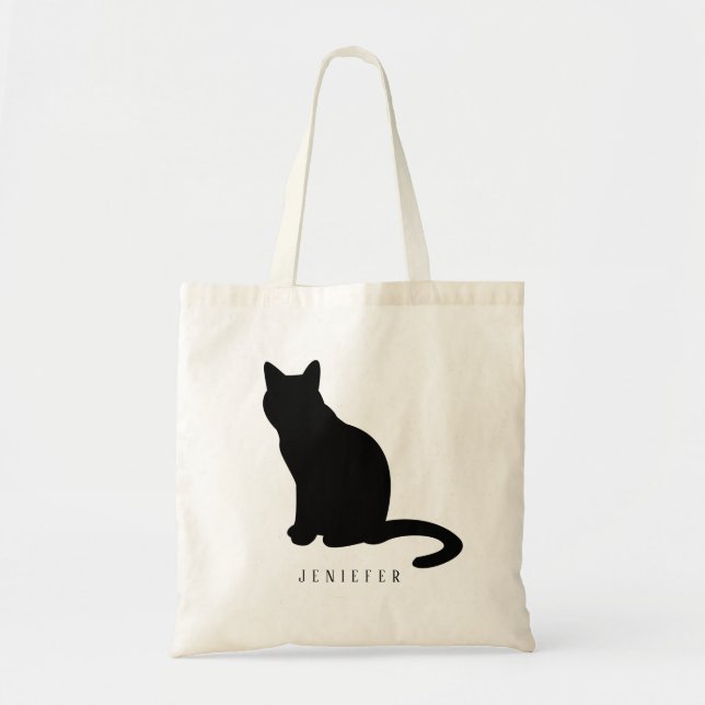Personalised Black Pet Paw Custom Cute Cat  Tote (Front)