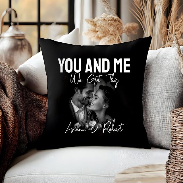 Personalised Black Photo Couple 'You and Me'  Cushion (Creator Uploaded)