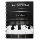 Personalised Black Piano Music Notebook