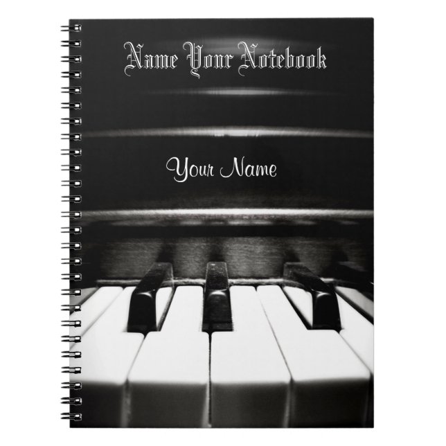 Personalised Black Piano Music Notebook (Front)