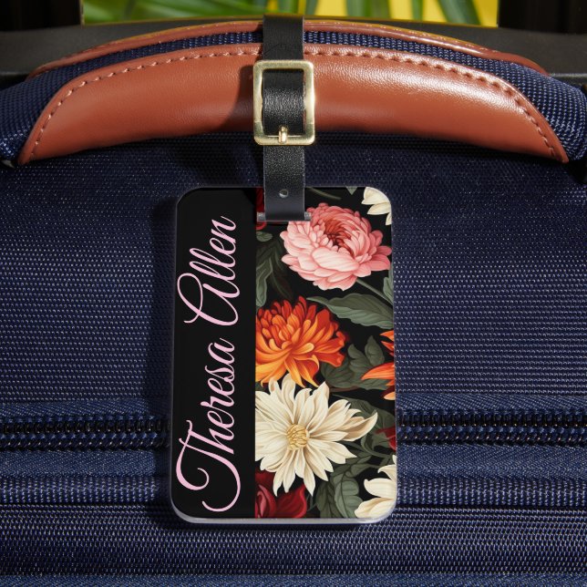 Personalised black & pink baggage tag (Front Insitu 2)