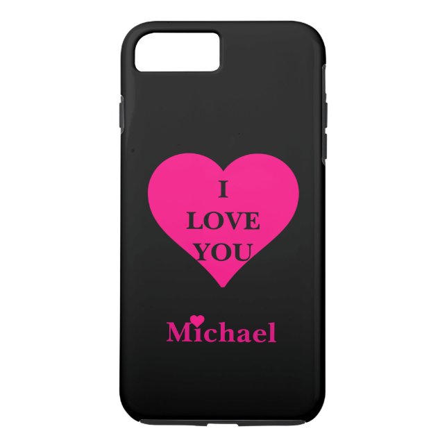 Personalised Black & Pink Heart I Love You Case-Mate iPhone Case (Back)