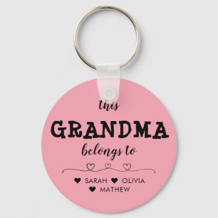 Personalised Black Pink This Grandma Belongs to Key Ring