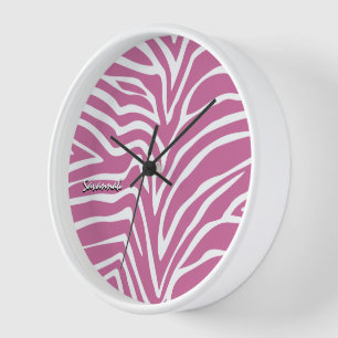 Personalised Black Pink Zebra Any Colour Wall Cloc Clock