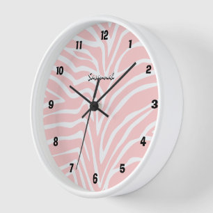 Personalised Black Pink Zebra Any Colour Wall Cloc Wall Clock