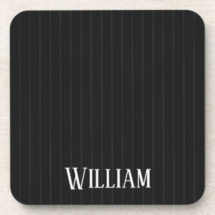 Personalised black pinstripes coaster