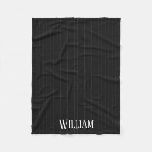 Personalised black pinstripes fleece blanket