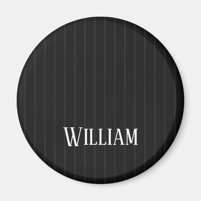 Personalised black pinstripes magnet (Front)