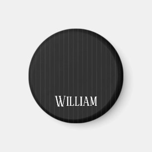Personalised black pinstripes magnet