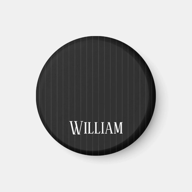 Personalised black pinstripes magnet (Front)