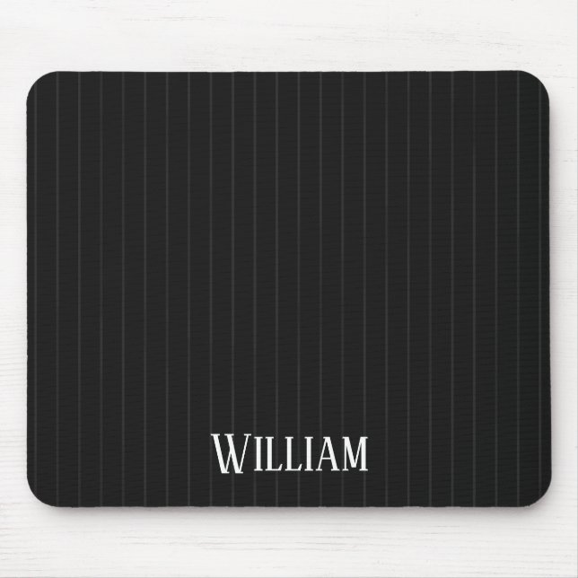 Personalised black pinstripes mouse pad (Front)