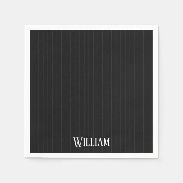 Personalised black pinstripes napkin (Front)