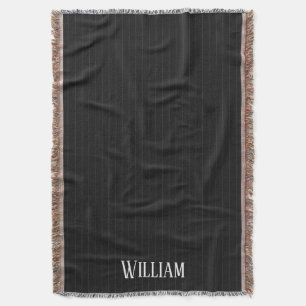 Personalised black pinstripes throw blanket