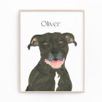 Personalised Black Pitbull Staffy Dog Art