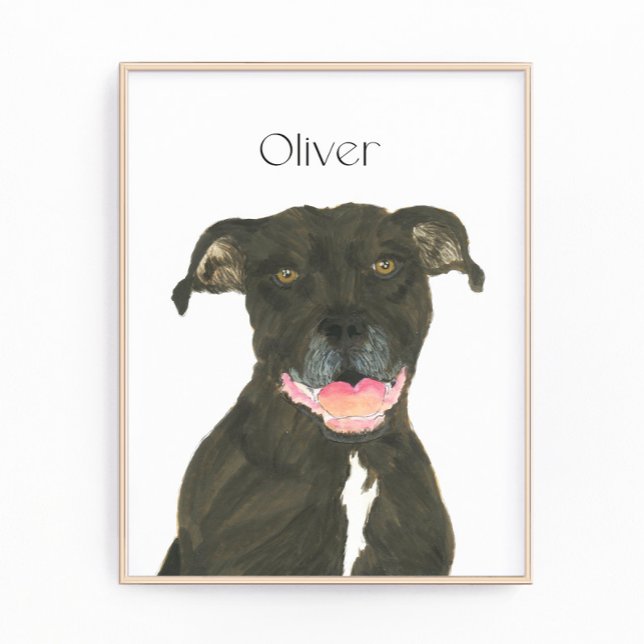 Personalised Black Pitbull Staffy Dog Art Photo Print (Creator Uploaded)