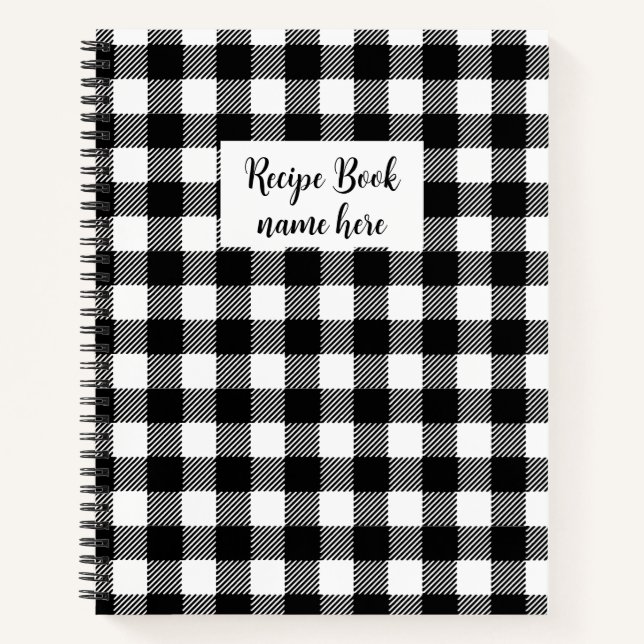Personalised Black Plaid Recipe Book (Front)