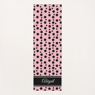 Personalised Black Polka Dot Pink Zen Yoga Mat