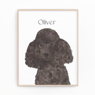 Personalised Black Poodle Art Photo Print