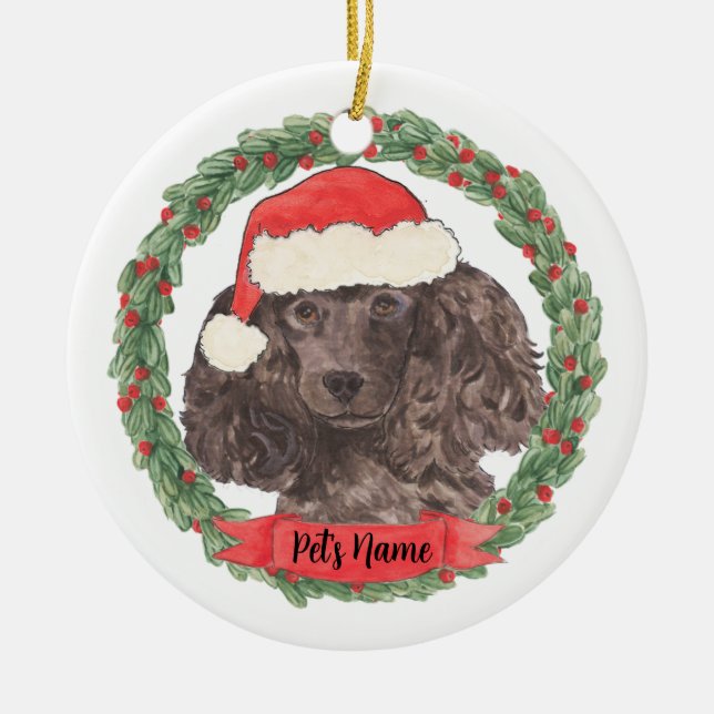 Personalised Black Poodle Ceramic Ornament (Front)