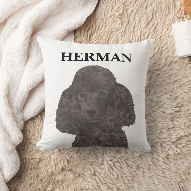 Personalised Black Poodle Cushion (Blanket)