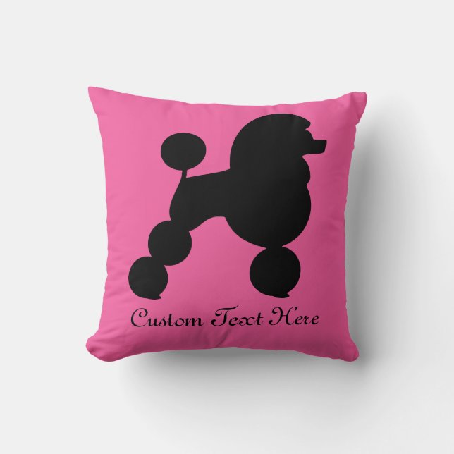 Personalised Black Poodle on Pink Cushion (Front)