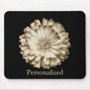 Personalised Black Pretty Daisy Flower Mouse Pad
