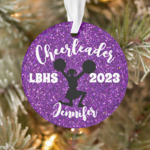 Personalised Black & Purple Cheerleading Ornament