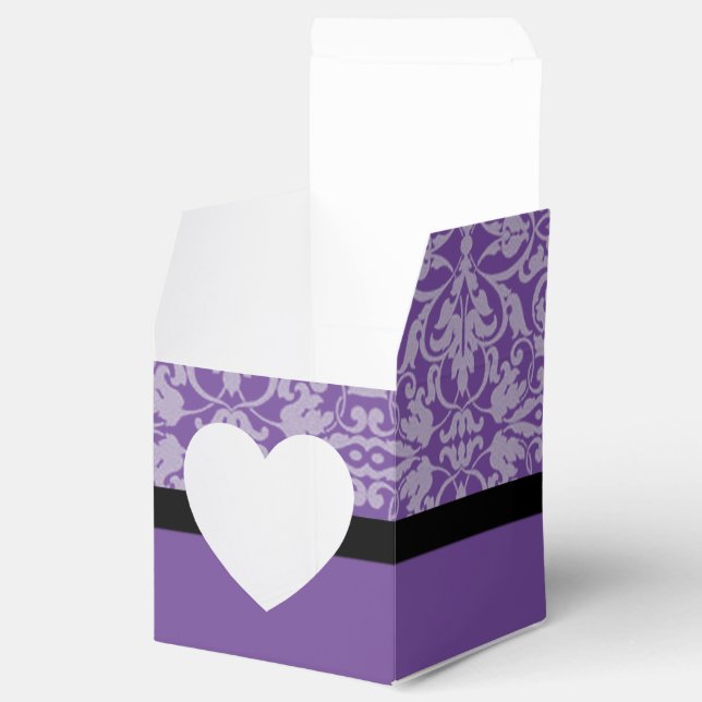 Personalised Black & Purple Damask Heart Favour Bo Box (Opened)