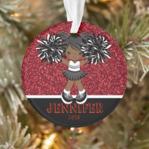 Personalised Black & Red Cheerleading Ornament 