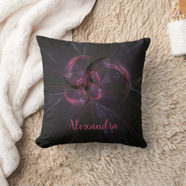 Personalised Black Red Gothic Fractal Cushion (Blanket)
