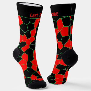 Personalised Black Red Green Modern Trendy Pattern Socks