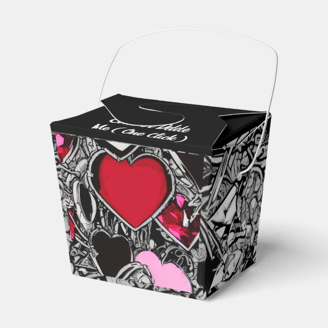 Personalised Black & Red Heart Illus Favour Box (Front Side)