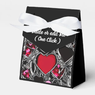 Personalised Black & Red Hearts Favour Box