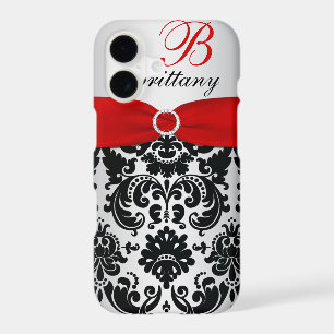 Personalised Black, Red, Silver Damask iPhone 7