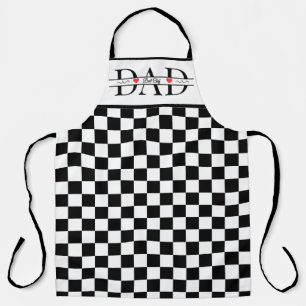 Personalised Black Retro Chequered Dad Best Chef Apron
