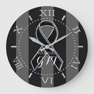 Personalised Black Ribbon Awareness on a Large Clock