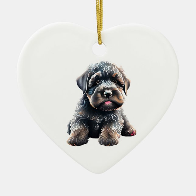 Personalised Black Russian Terrier Puppy Dog Ceramic Ornament (Front)