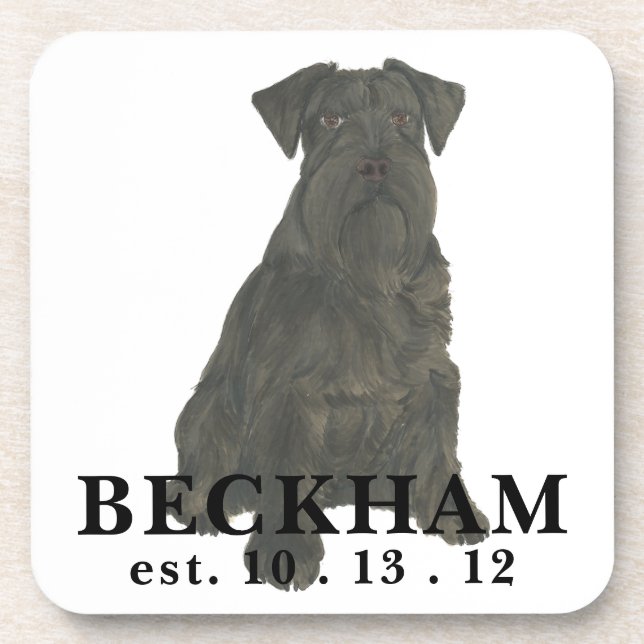 Personalised Black Schnauzer Coaster (Front)