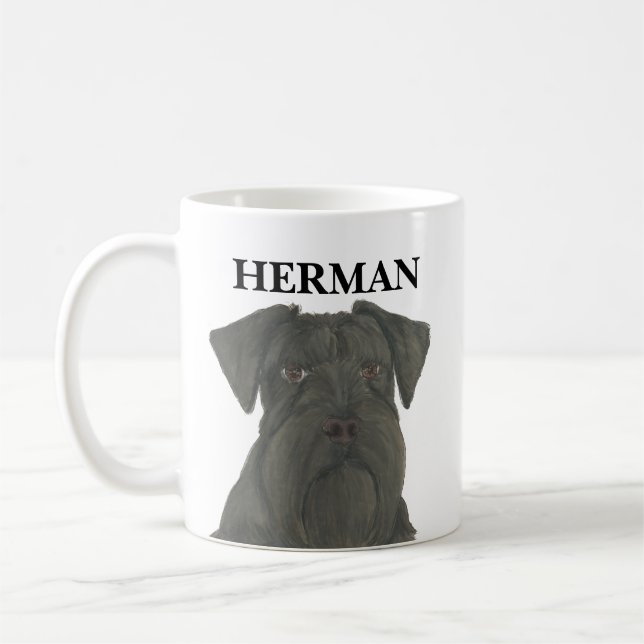 Personalised Black Schnauzer Coffee Mug (Left)