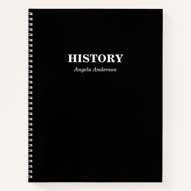 Personalised Black School Subject Spiral Notebook (Front)