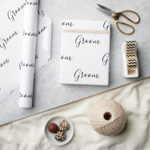 Personalised Black Script Elegant Name Groom Wrapping Paper