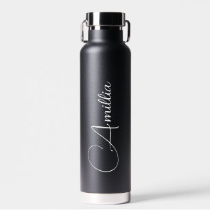 Personalised Black Script  Wedding Water  Bottle