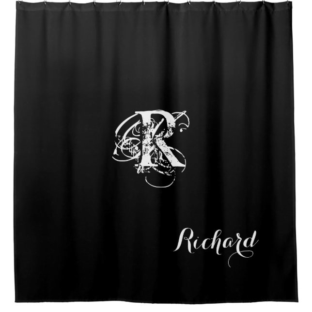 Personalised Black Shower Curtain (Front)