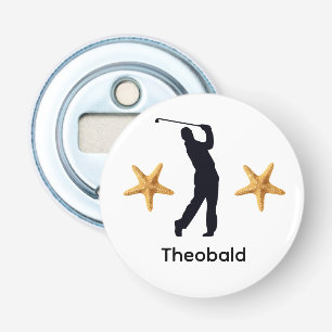 Personalised Black Silhouette Male w/ Starfish Bottle Opener